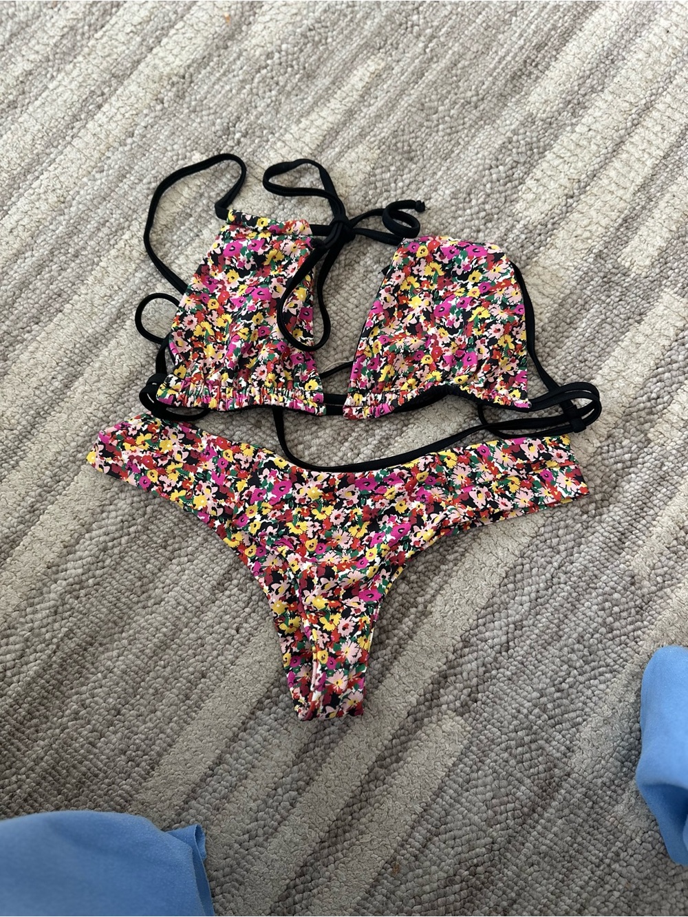 Floral Print Bikini Swimsuit - Top Reversible